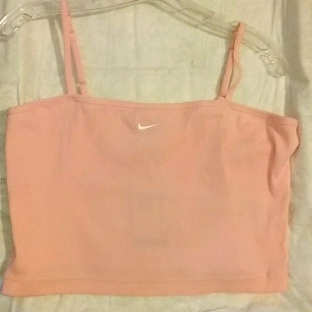 Nike Pink Ribbed Strap Crop Tank Top